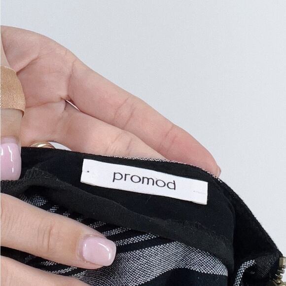 Promod Crewneck Striped Quarter Sleeve Blouse Size 10 - Picture 3 of 3